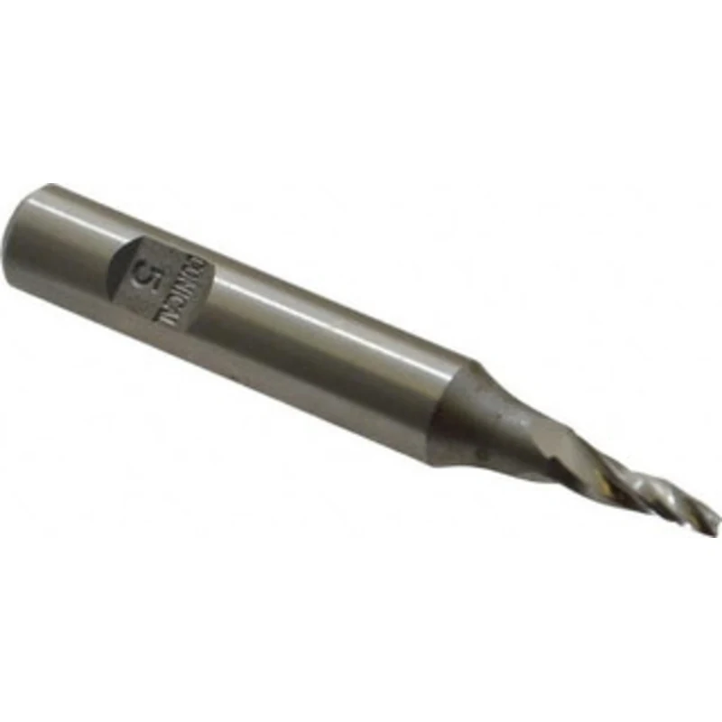 Made in USA 5 per Side 3/32 Small End Diam 1/2 LOC 3-Flute High Speed Steel Tapered Square End Mill Uncoated, 3/8 Sha...